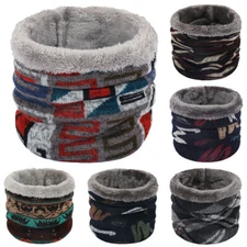 1PC Men Fleece-lined Ring Scarf Cold-proof Snood Neck Warmer Thicken Neckerchief