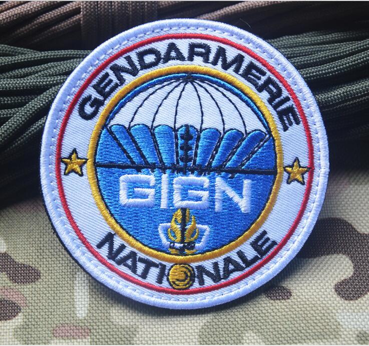 Patch Brodé GIGN Gendarmerie Nationale - Unité Parachutiste - 8 Cm - Scratch Velcro - Neuf