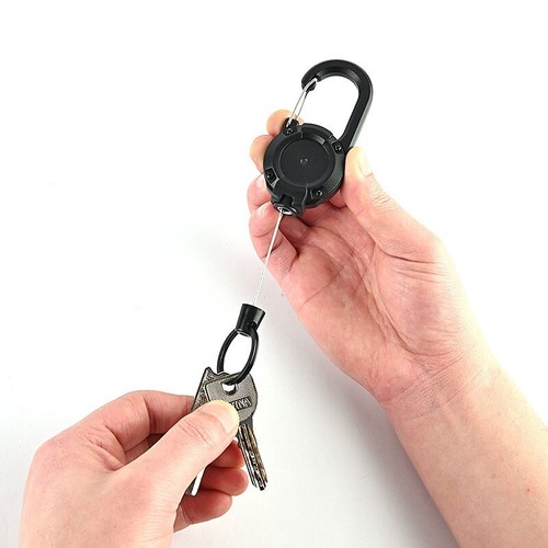 Outdoor High Rebound Telescopic Key Chain Ring Buckle Anti-theft Steel EDC Tool - Picture 4 of 9