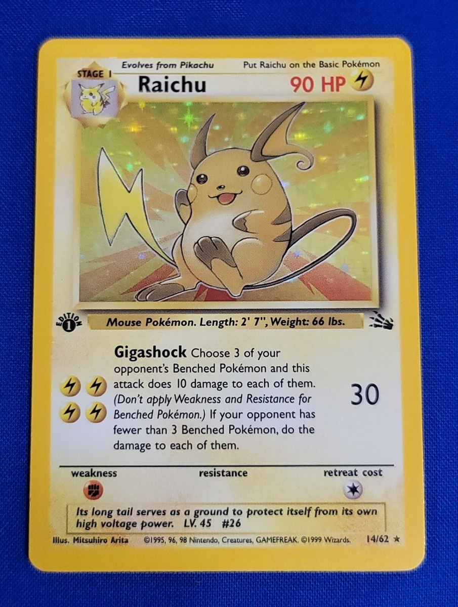 1999年 Pokemon Game Raichu-Holo 1st Ed. Raichu-Holo 1999 Pokemon TCG Base Set 1st Edition #14/102