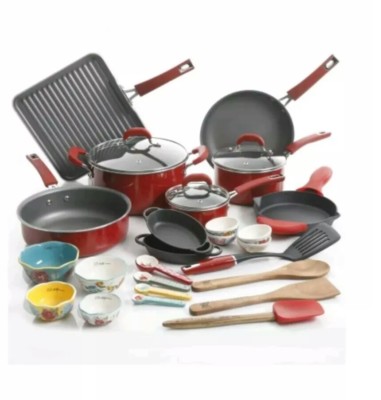 The Pioneer Woman 30 pc Vintage Speckle 30-Piece Cookware Combo Set red 