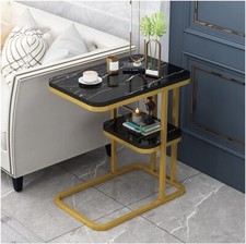 Tavolino Salotto Lusso Moderno Effetto Marmo Nero/Oro Divano Ufficio
