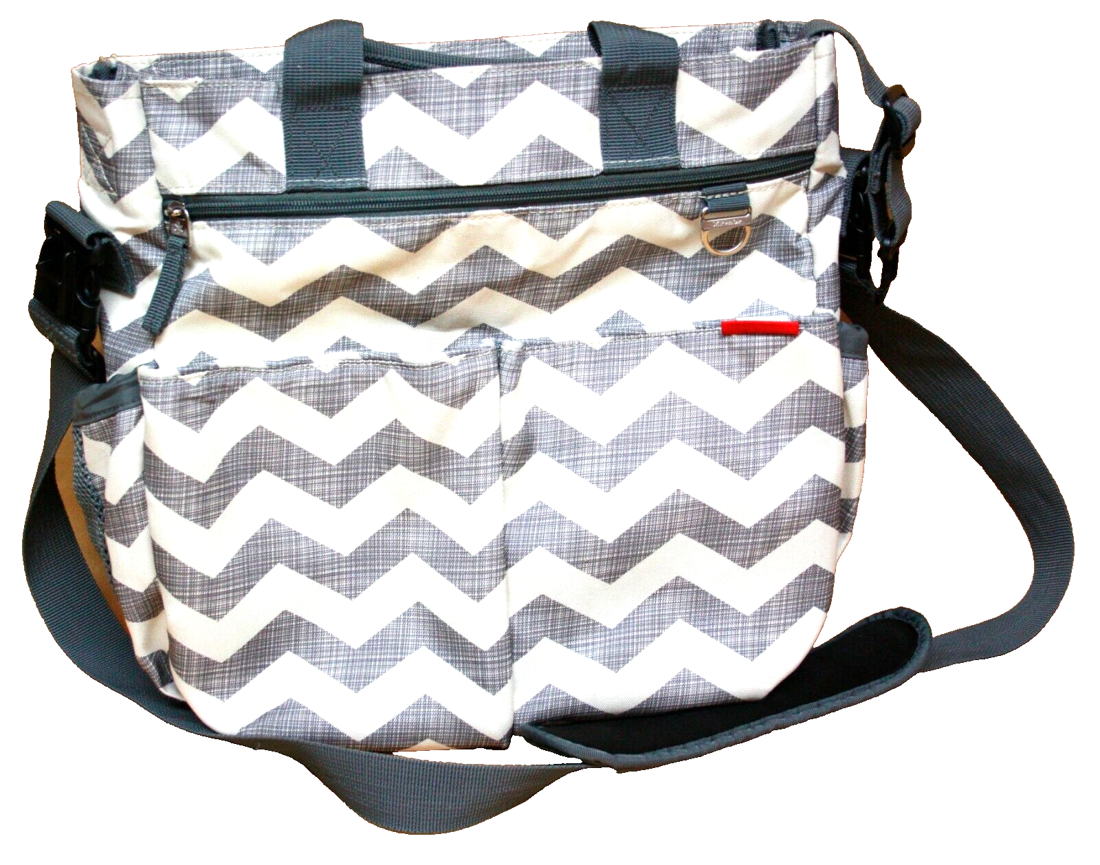 Skip Hop Chevron Diaper Bag in Black and White-image
