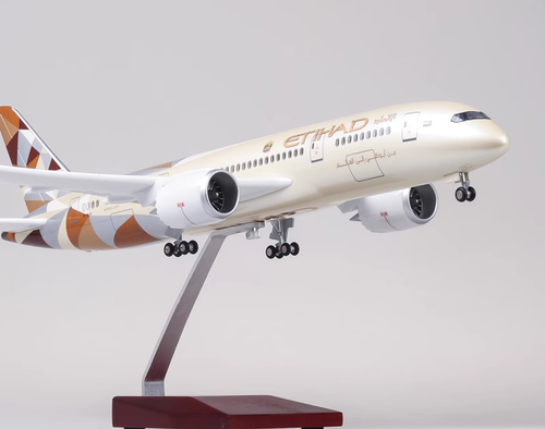 1:130 43CM ETIHAD BOEING 787 avión de pasajeros tren de aterrizaje modelo de avión de resina - Imagen 10 de 14
