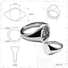 Ihre Familie Crest Oval Siegelring Intaglio 925 Sterlingsilber UK Hm 13 x 11mm