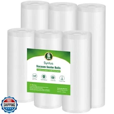 Syntus Vacuum Sealer Bags, 6 Pack 3 Rolls 11" x 20' and 3 Rolls 8" x 20' Comm