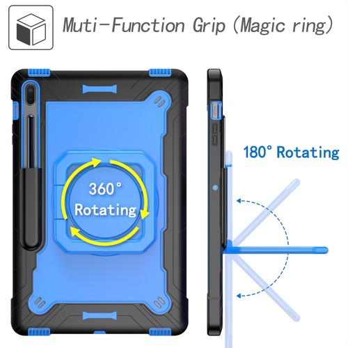 For Samsung Tab S7 FE/T 730/T 970 Shockproof Armor Rotating Kickstand Case Cover - Picture 32 of 79