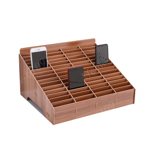 60 Slot Lattices Top Desk Organizer DIY Wooden Phone Holder Pen Box Storage Case - 第 1/6 張圖片