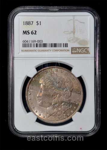 NGC MS62 1887 Morgan Dollar - toned