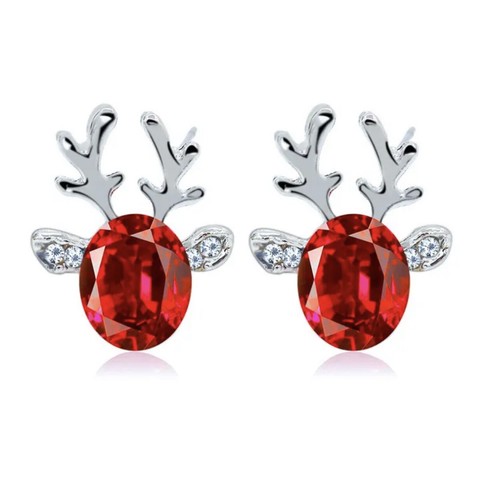Christmas Antler Cubic Zirconia Reindeer Post Back Stud Earrings - Bild 14 von 20