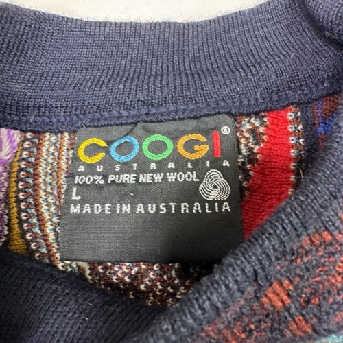 Coogi Sweater Mens Size Large Vintage 90s Multicolor Knit Crewneck 100% Wool - Picture 5 of 14