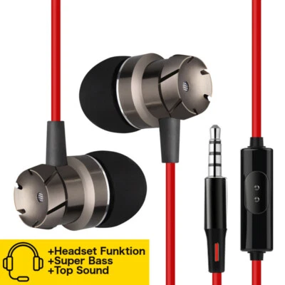 JJ-SHOP24 In-Ear Kopfhörer + Mikrofon Ohrstöpsel Headset Huawei Samsung HTC Bass Klang NEU