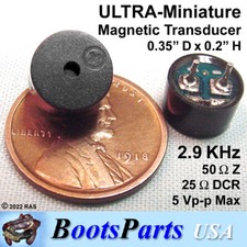  2 ULTRA-Miniature 2.9 KHz Magnetic Audio TRANSDUCERS 0.35" Dia  USA SELLER 
