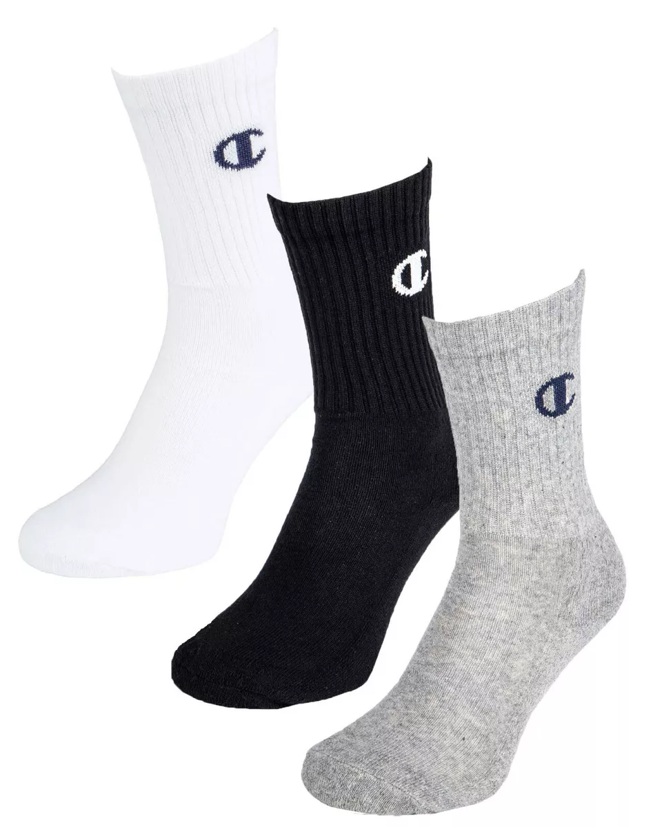 Champion Mens Crew Socks 3X Pack Regular Cotton Office Gym Sports Trainer  Socks