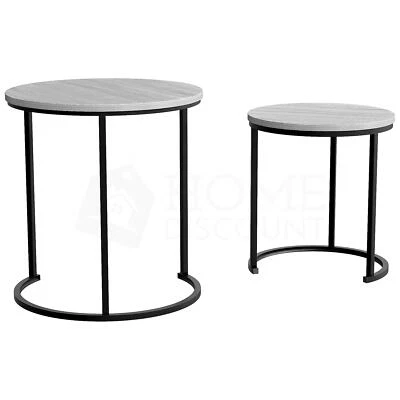HOME DISCOUNT Clearance Brooklyn Nest of 2 Round Tables, Grey