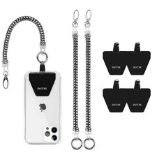 Phone Lanyard Tether with 4 Patch 2 Phone Tether Adhesive Tab Silver
