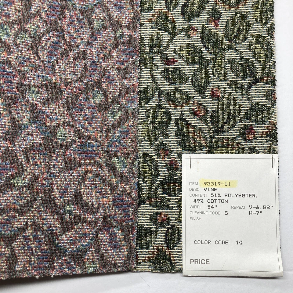 Telas Decorativas Tapicería Muestra 16" Cuadrado Poli Algodón Vid Hojas Florales Foto 2 de 4