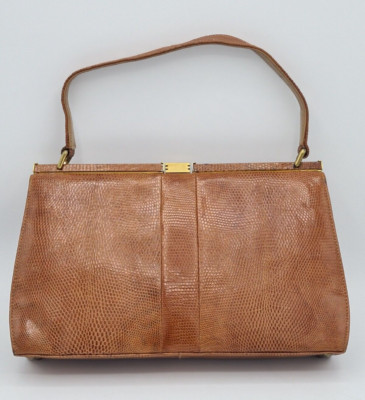 Vintage Mappin & Webb echte Schlangenhaut & Wildleder Damen Verschluss Handtasche Top Griff