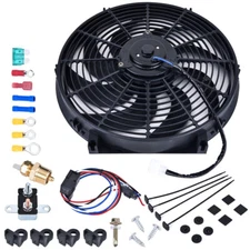 14" Universal Slim Fan Push Pull Electric Radiator Cooling 12V 160W w/ Mount Kit