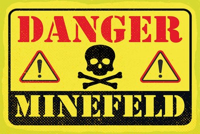 Ontrada Holzschild 20x30cm Achtung Danger Mine Field Minenfeld Holz Schild