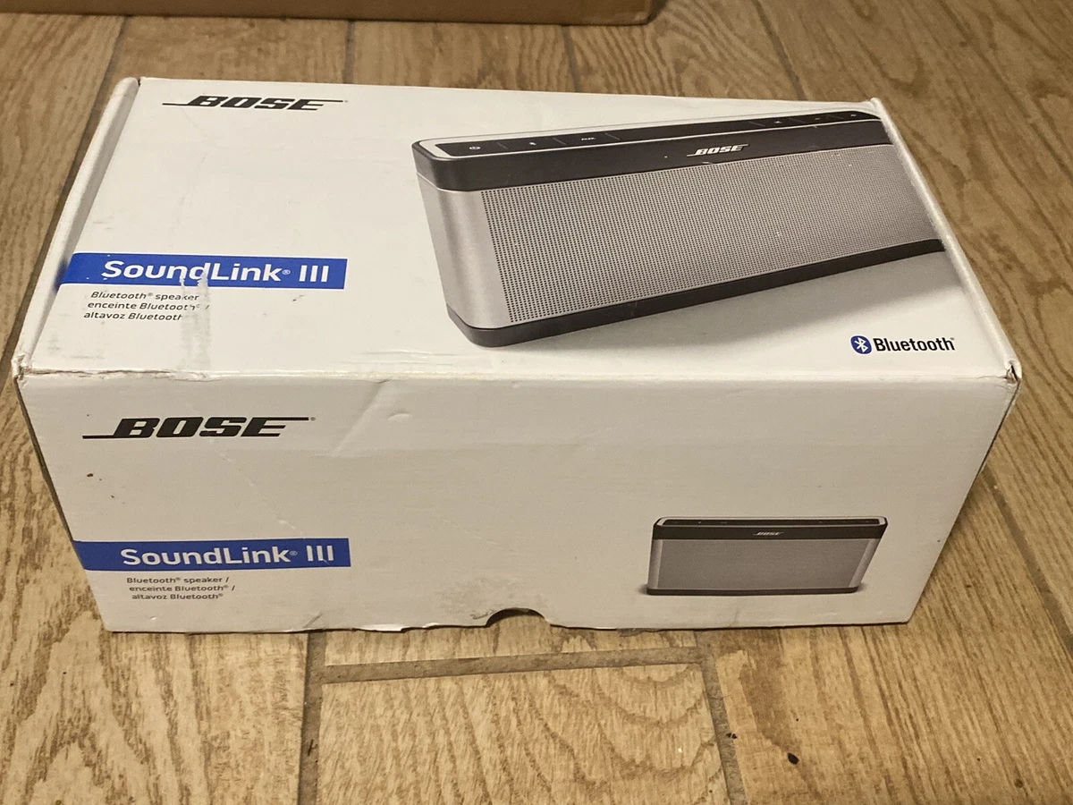 Open Box Bose Soundlink III Bluetooth Speaker-Silver-/ Bose Sound