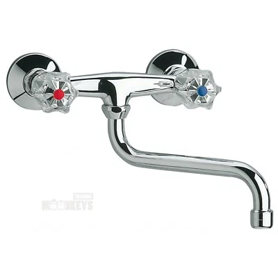 Armatur Küche Ausgußbecken Zweigriff Wasserhahn Mischer Wandarmatur Spültisch