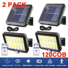 2PCS Solar Wall Light LED Motion Sensor Outdoor Bright Flood Street Lamp 3 Modes