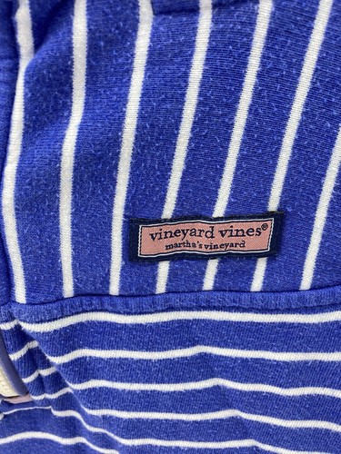 Pull femme Vineyard Vines taille S rayures bleues manches longues 1/4 zip pull - Photo 4/14