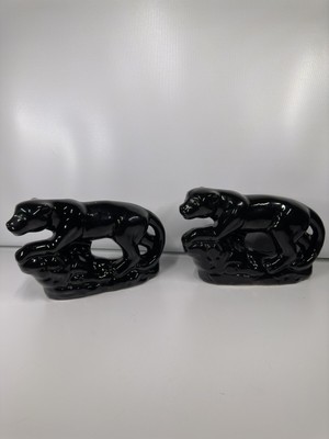 vintage black panther figurine ceramic