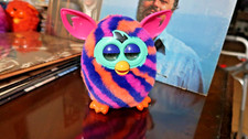 Furby Boom 2012 Hasbro Purple Orange Pink Diagonal Stripes Tested - Works