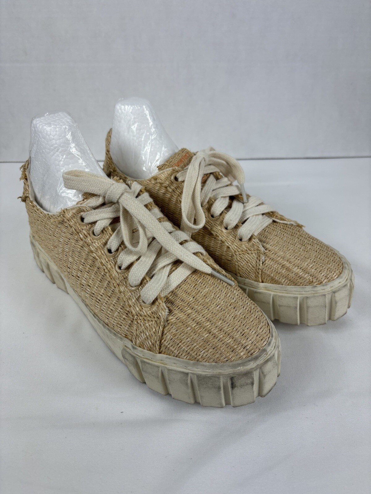 SAOLA Sneakers Farm Rio con plateau in paglia 7 basse in rattan rafia suola a strappo in paglia