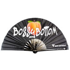 Bossy Bottom Large Bamboo Folding Clack Hand Fan for Raves Festivals LGBTQ Pride