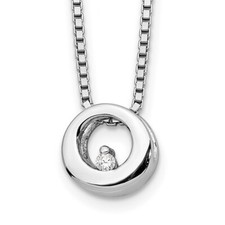 Sterling Silver Diamond Open Circle 18" Necklace with 2 Inch Extender