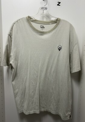PAC Cares Green Striped Tee With Melting Smiley Embroidered Size Large