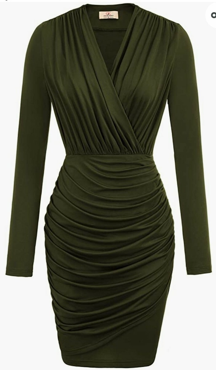 army green wrap dress Baltic Born Womens Katelyn Velvet Maxi Wrap Dress | Dark Olive