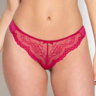 Gossard SUPERBOOST Lace Vivacious PINK Sheer Thong Knickers Briefs XS UK 8 - 10