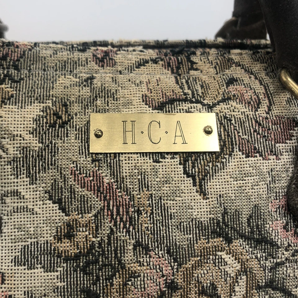 VINTAGE FRENCH LUGGAGE CO "GRAY ROSE" SUEDE TAPESTRY USA Speedy 13” Tote Bag - Image 2 of 4