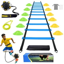 Soccer Agility Training Equipment Set, Soccer Accessories 12 Rung 20Ft Agilit...