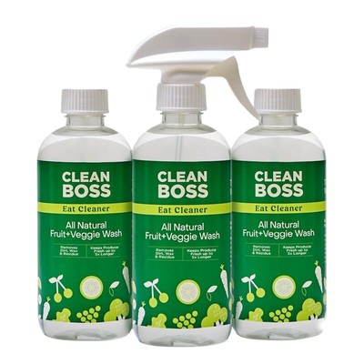 Eat Cleaner Triple-Action Fruit + Veggie Wash - 12 oz, Pack of 3 - Removes Ha...