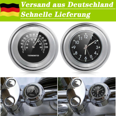 Set Universal Motorraduhr Uhr Uhren Motorräder Lenkeruhr Thermometer Temp 7/8''