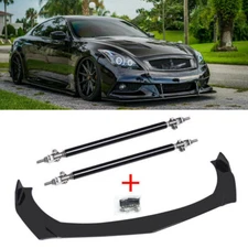 For Infiniti G37 Coupe Sedan Front Splitter Bumper Lip Spoiler Glossy+Strut Rods