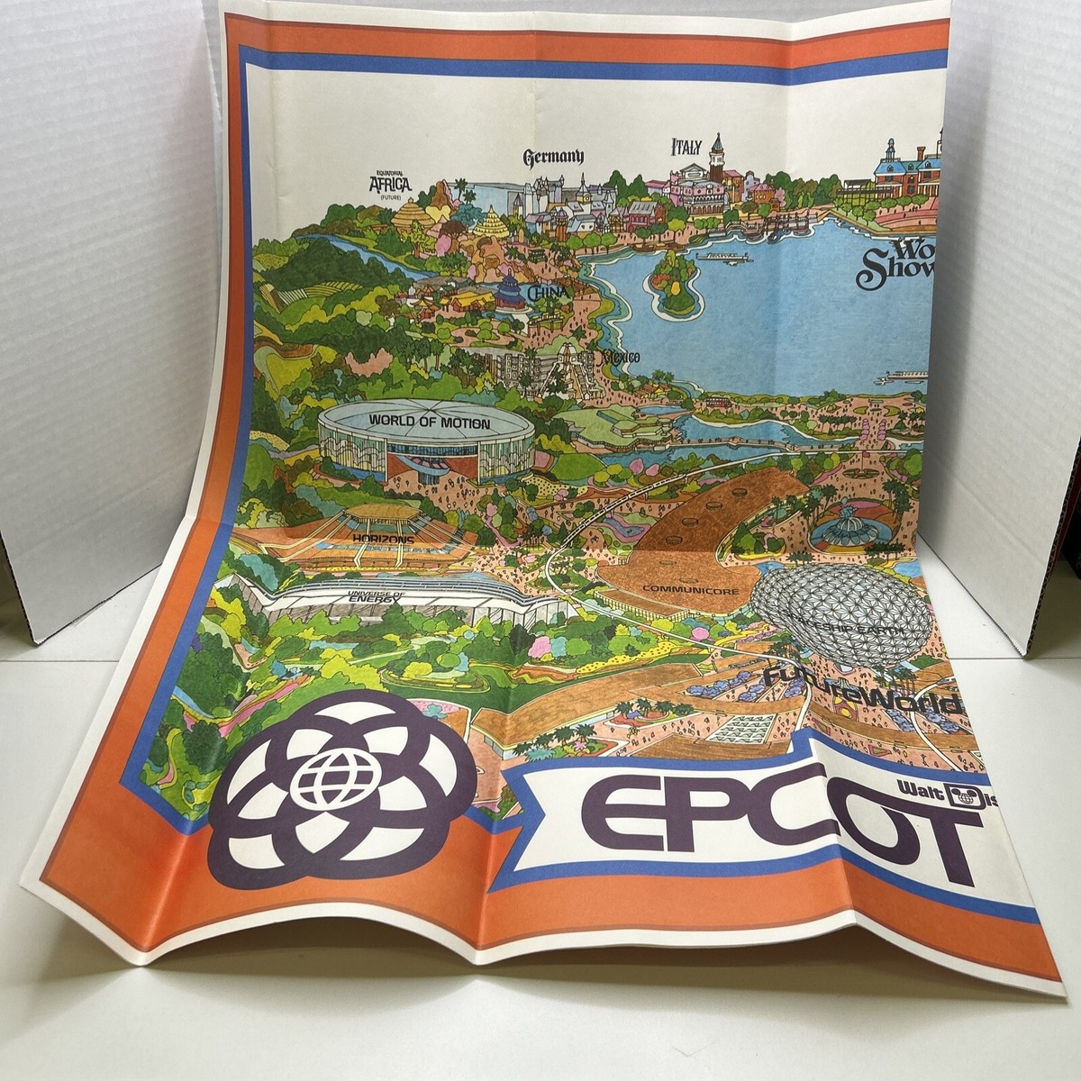 Epcot Center Large Park Map From 1982 Walt Disney World
