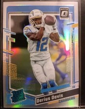 Derius Davis 2023 Optic #264 Rated Rookie Silver Holo Prizm LA Chargers