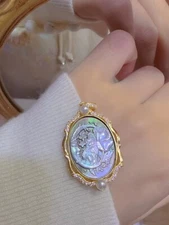 Antique style Cameo Pendant 925 Silver plated Vintage Necklace Estate Jewelry54