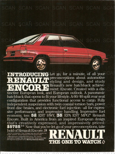 1983 Renault Encore Vintage Magazine Ad The One To Watch European Look Auto