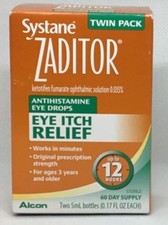 SYSTANE Zaditor Antihistamine Eye Drops Twin Pack 0.17 OZ Each  Exp: 11/2026 