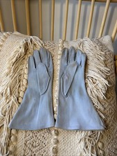 Vintage Shalimar Nylon Blue Stitched Gloves 6 1/2 - See Details