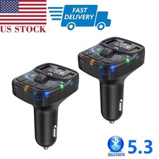 2x Car Wireless FM Transmitter Adapter Bluetooth 5.3 USB PD Charger AUX US Stock