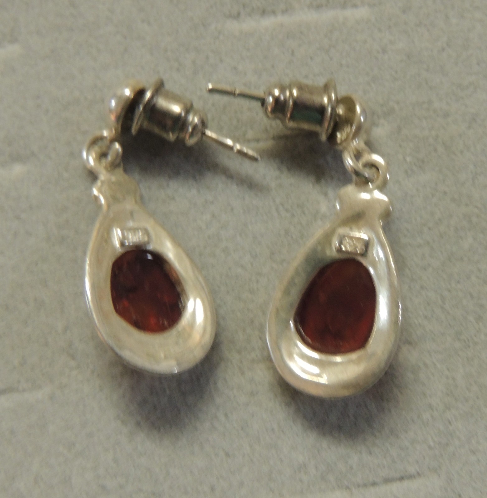 925 Solid Sterling Silver AMBER EARRINGS Dangle D… - image 2