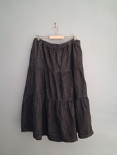 White Stuff Tiered Midi Skirt Black Denim With Pockets Size 16